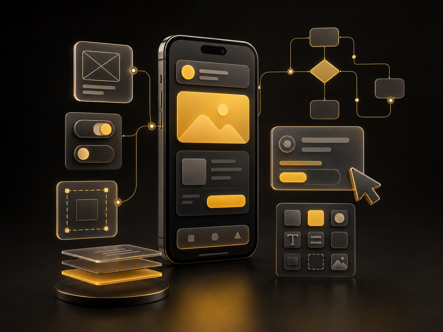 UI UX design interface and user-flow elements